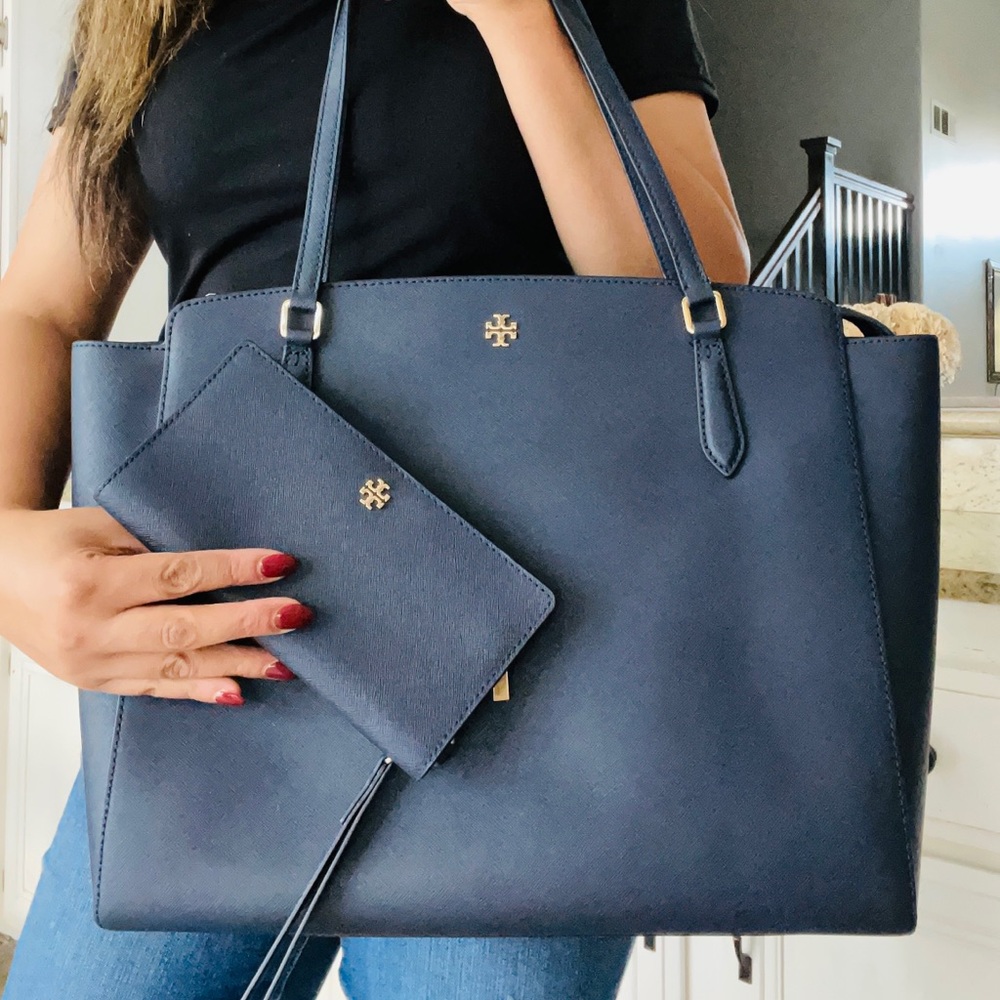 New💙 Tory Burch Emerson top zipper tote & matching wallet - Picture 2 of 12